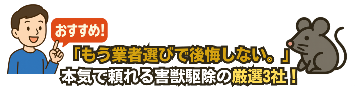 「もう業者選びで後悔しない。」 本気で頼れる害獣駆除の厳選3社！